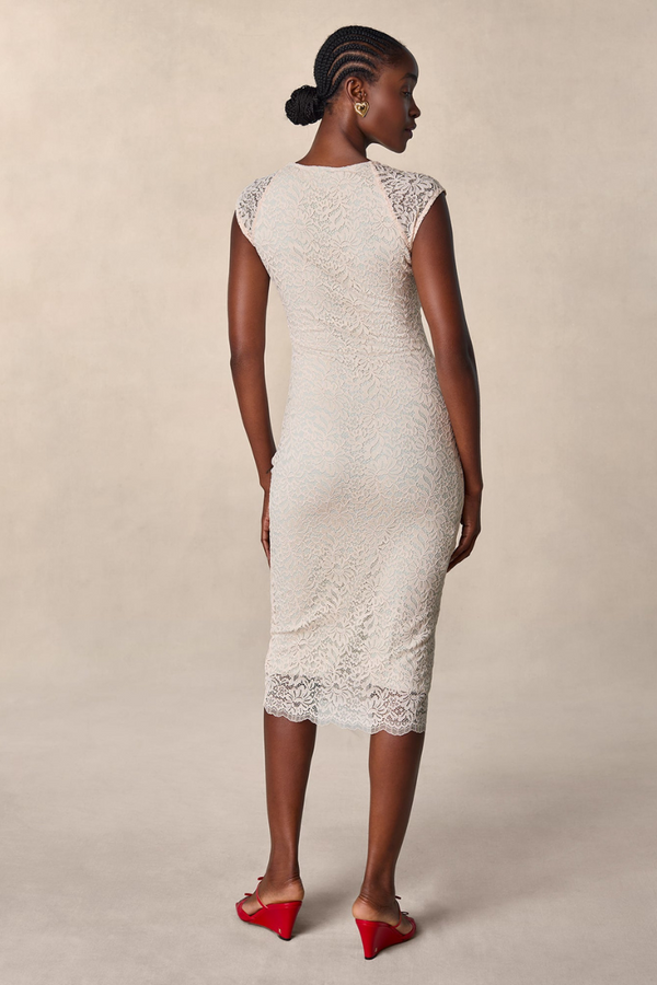 Nora Lace Bow Midi Dress