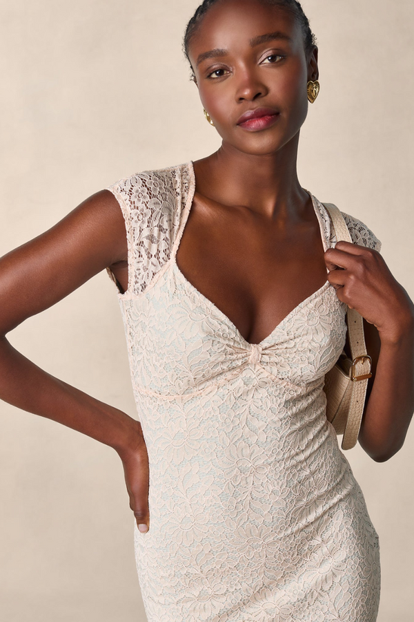 Nora Lace Bow Midi Dress