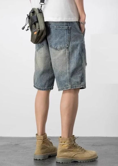 Novelty Blue Hole Pockets High Waist Denim Shorts Summer Yl028