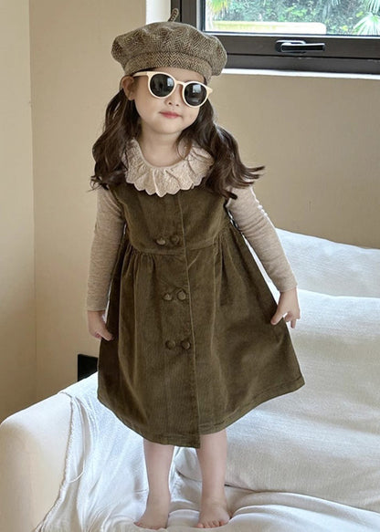 Novelty Corduroy Top and Long Dress Two Piece Set Spring Tv027