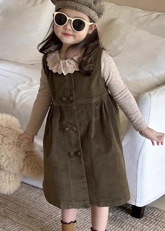 Novelty Corduroy Top and Long Dress Two Piece Set Spring Tv027