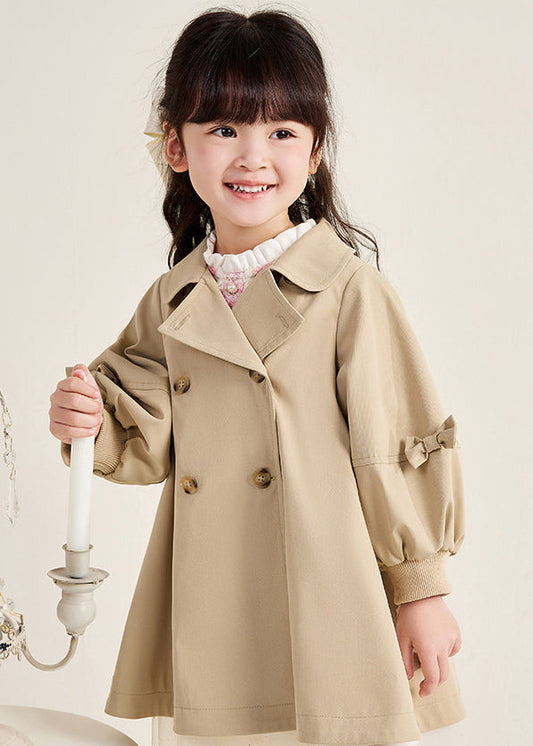 Novelty Khaki Peter Pan Collar Patchwork Button Trench Coats Fall Qv051