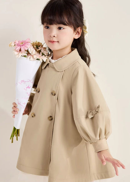 Novelty Khaki Peter Pan Collar Patchwork Button Trench Coats Fall Qv051