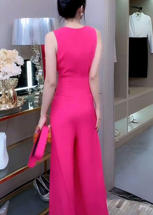 Novelty Rose V Neck Cotton Jumpsuits Sleeveless Zl034