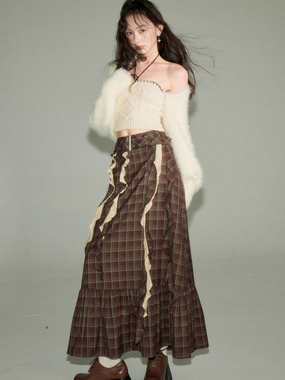 Plaid Frill Flounce Skirt
