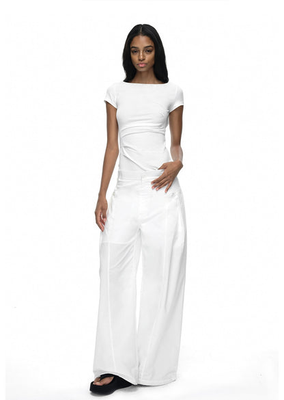 Black/white Off-shoulder Backless T-shirt
