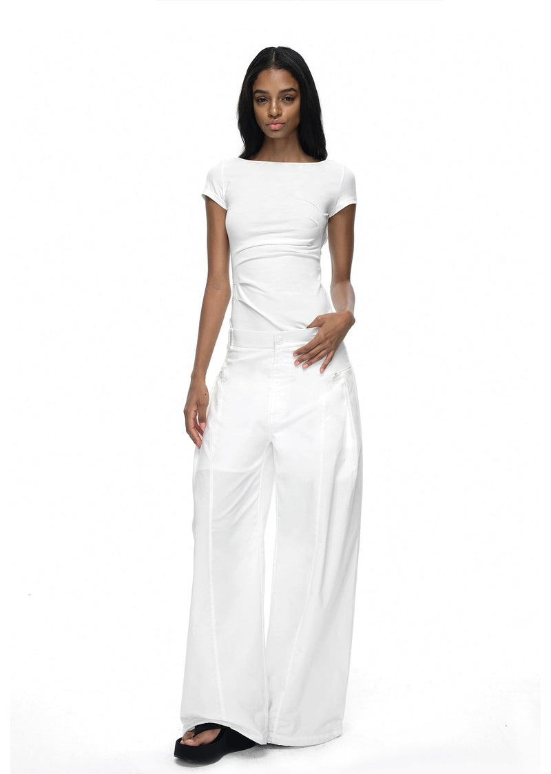 Black/white Off-shoulder Backless T-shirt