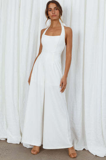 Clothing Spring Summer Color Halter Backless Wide Leg Jumpsuit