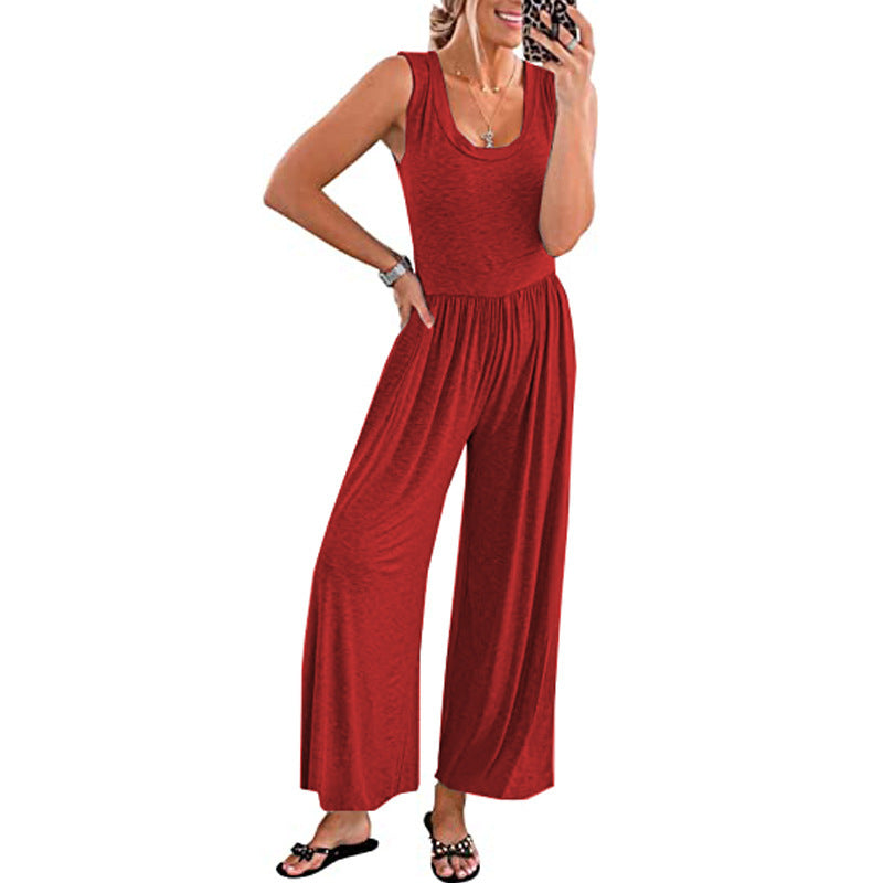 Summer Color Sleeveless Jumpsuit
