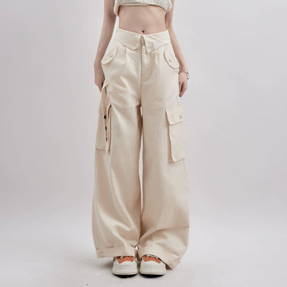 Rayohopp Ultra Wide-leg Cargo Pants - High-waisted Balloon Trousers With Multi-pocket Design (multiple Colors)