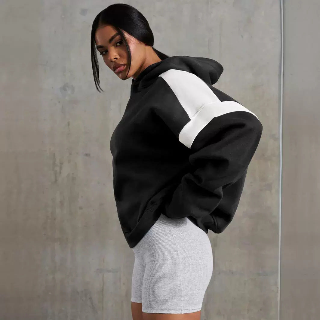 Early Autumn Contrast Color Drop Shoulder High End Clothing Varsity Jacket Brand Hoodie Hooded Sweatshirt Outer