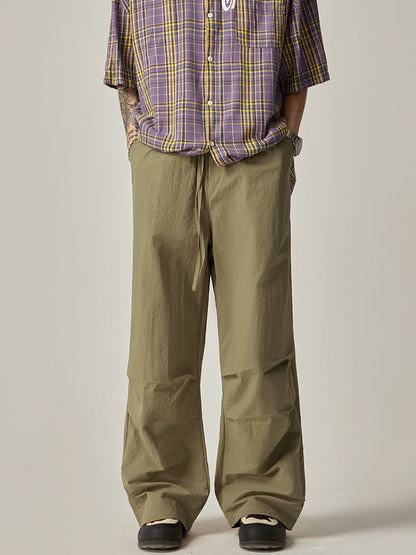 Grey Drawstring Loose Cargo Pants