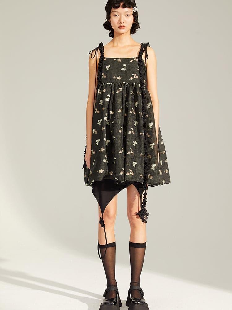Princess Lace Jacquard Dress With Delicate Straps