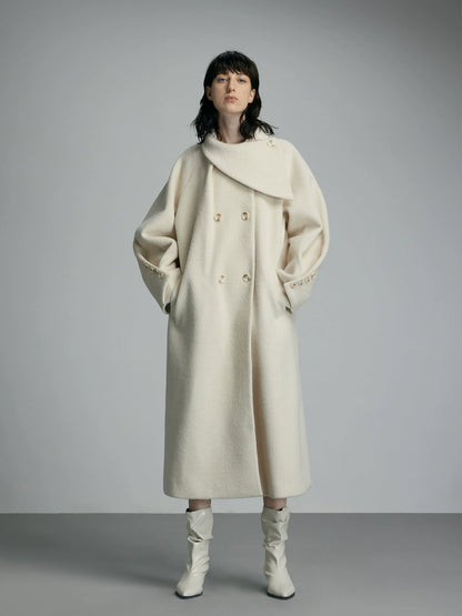 Oversized Cream Wool Winter Coat
