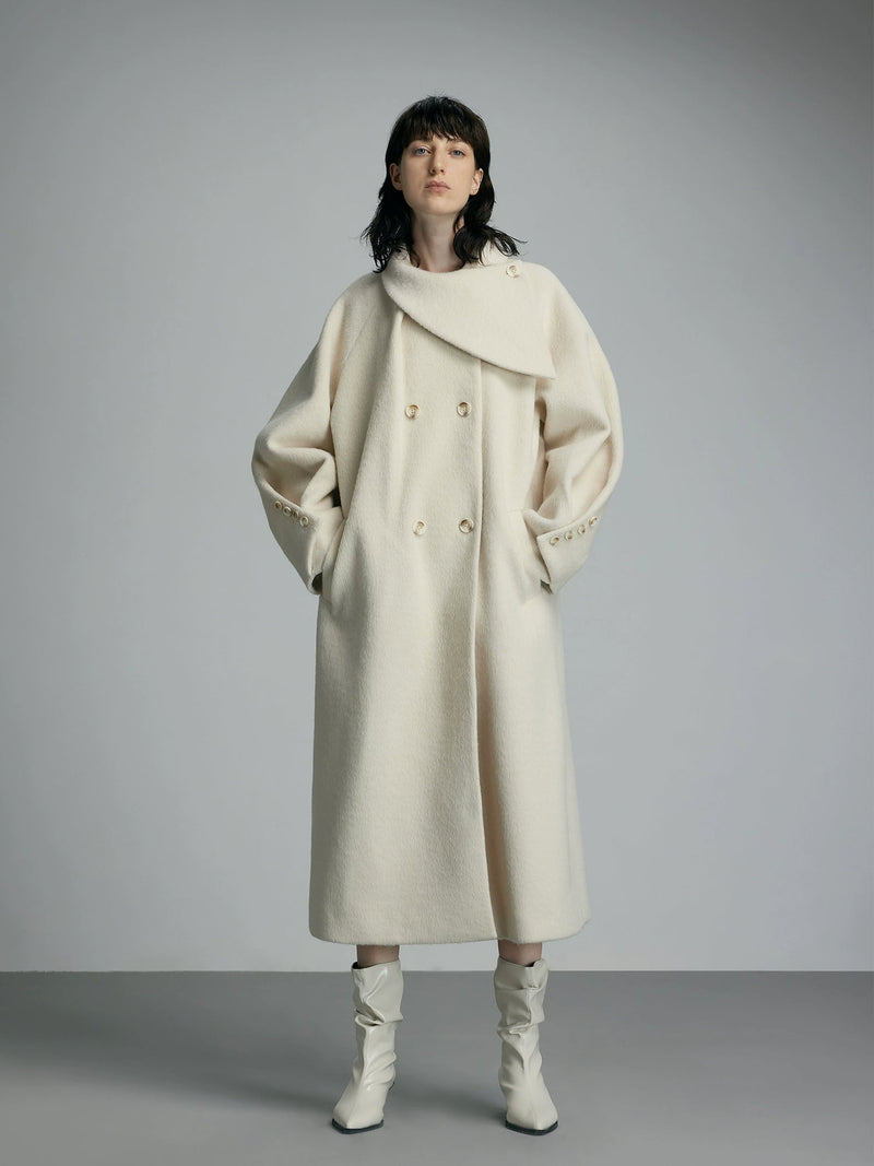 Oversized Cream Wool Winter Coat