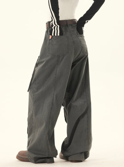 Multi-utility Pocket Wide-leg Cargo Pants