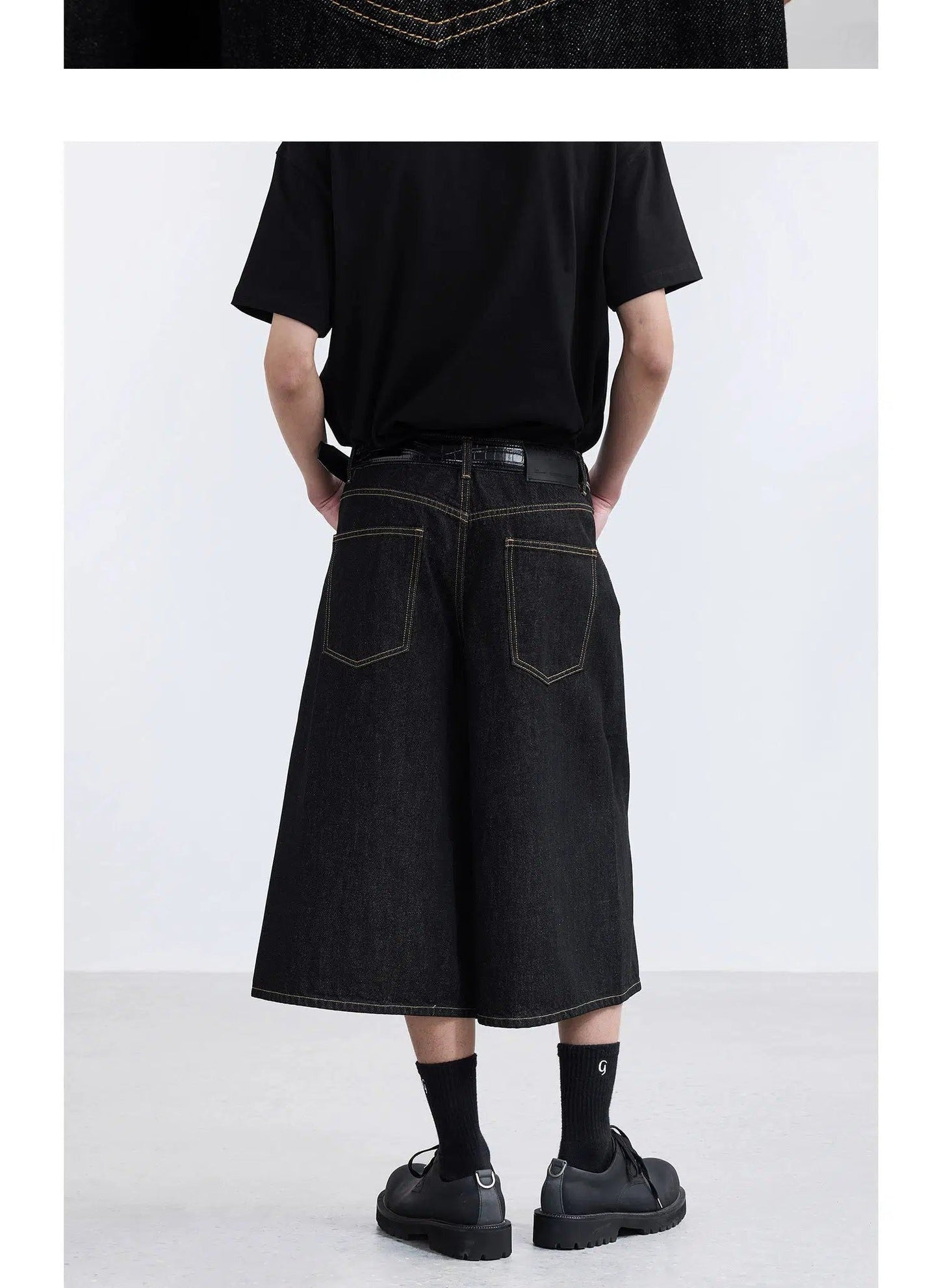Wide Leg Denim Shorts
