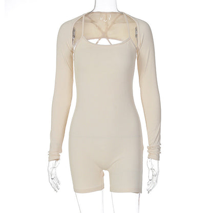 Clothing Autumn U Collar Shawl Tight Jumpsuit