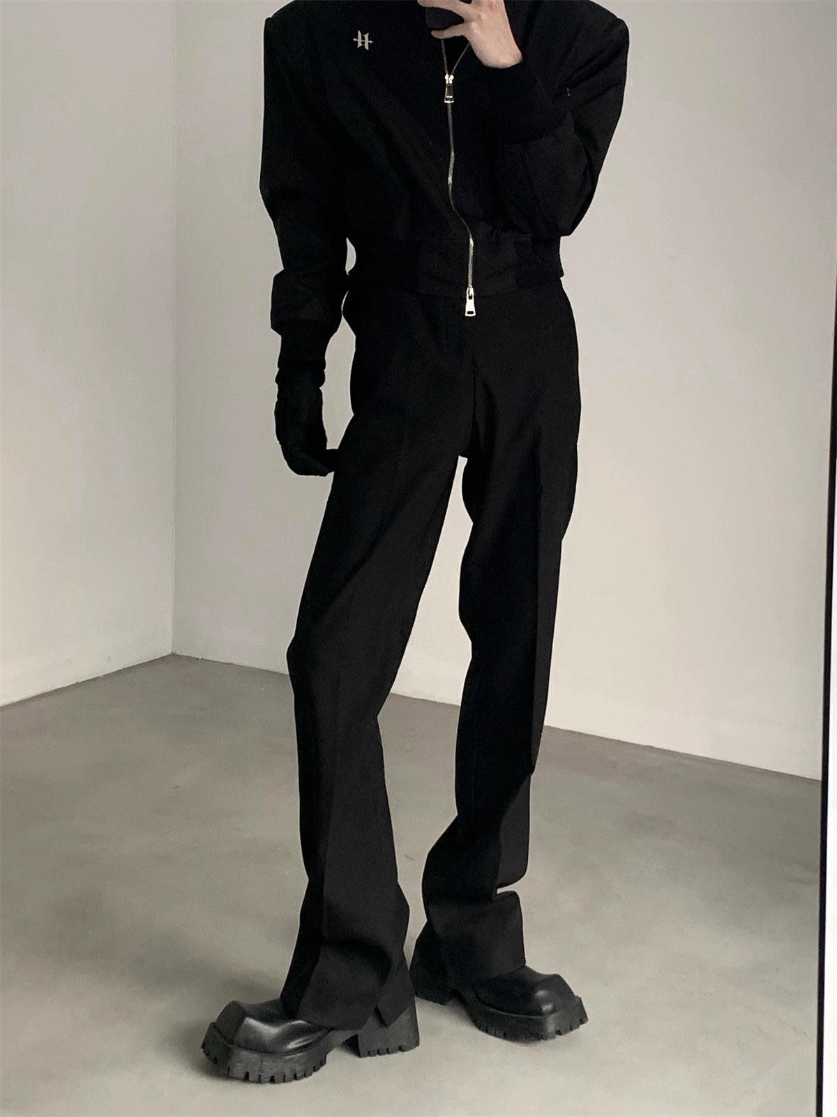 Black Straight-leg Classic Pants