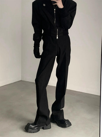 Black Straight-leg Classic Pants