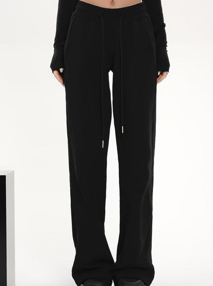 High-waisted Wide-leg Drawstring Pants - Relaxed Fit Lounge Trousers