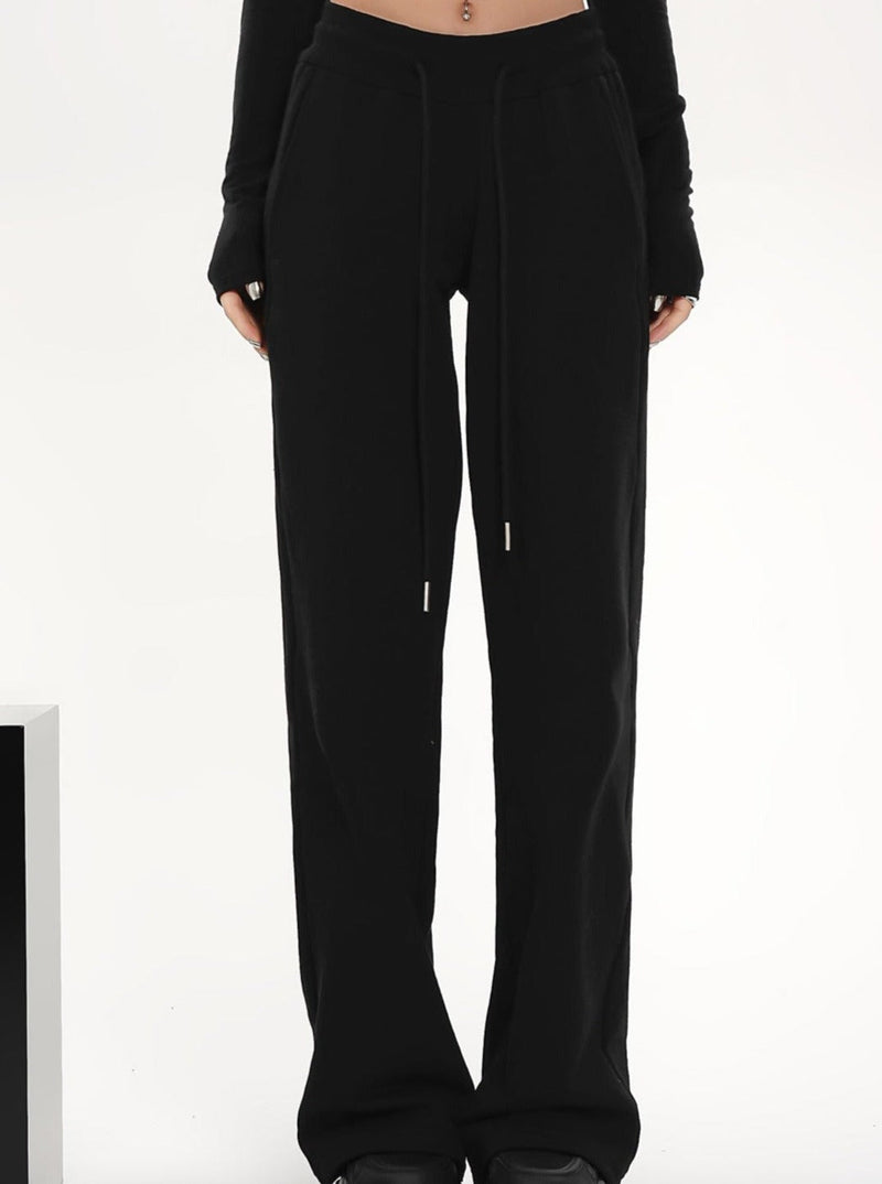 High-waisted Wide-leg Drawstring Pants - Relaxed Fit Lounge Trousers