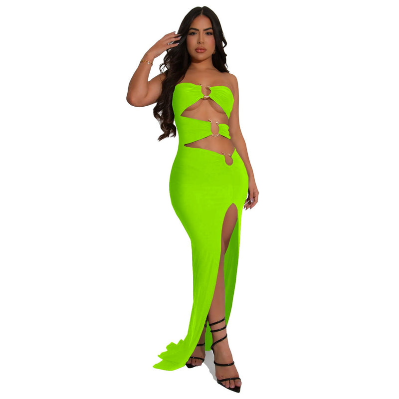 Wear Color Slim Fit Slit Maxi Dress