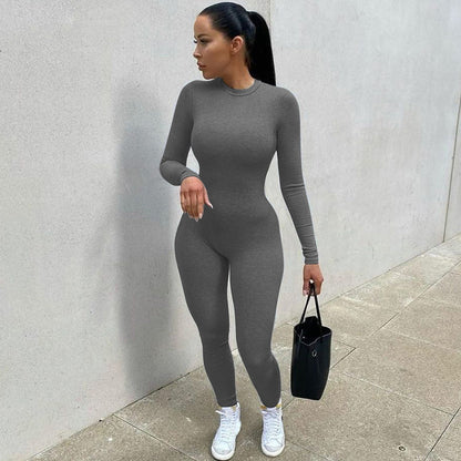 Popular Clothing Autumn Color Slim Yoga Sports Jumpsuit