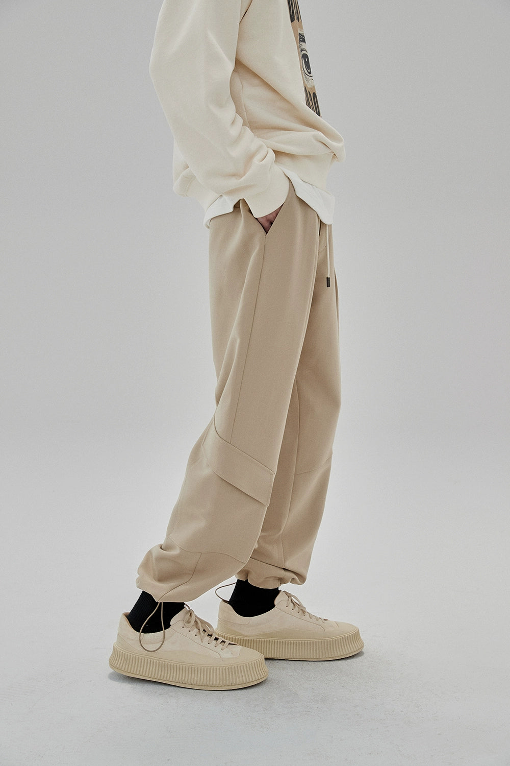 Draping Drawstring Cargo Pants