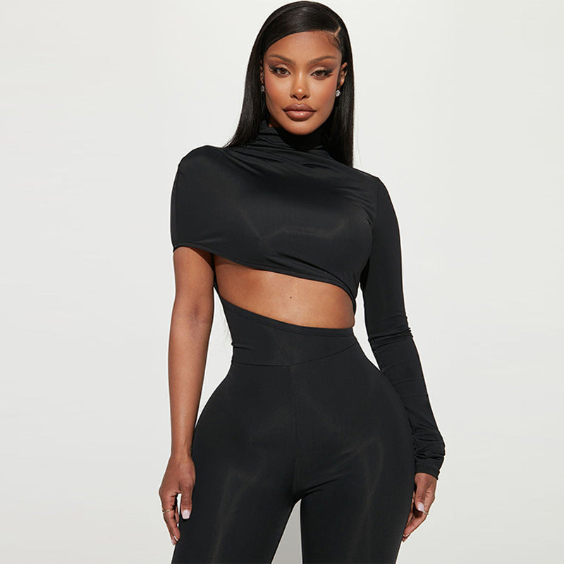 Clothing Autumn Personalized High Elastic Shoulder Long Sleeve Jumpsuit