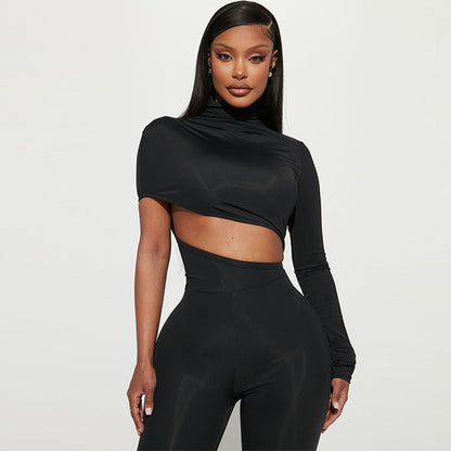 Clothing Autumn Personalized High Elastic Shoulder Long Sleeve Jumpsuit