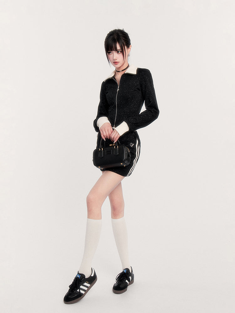 Sporty Zip Jacket/slim Skirt