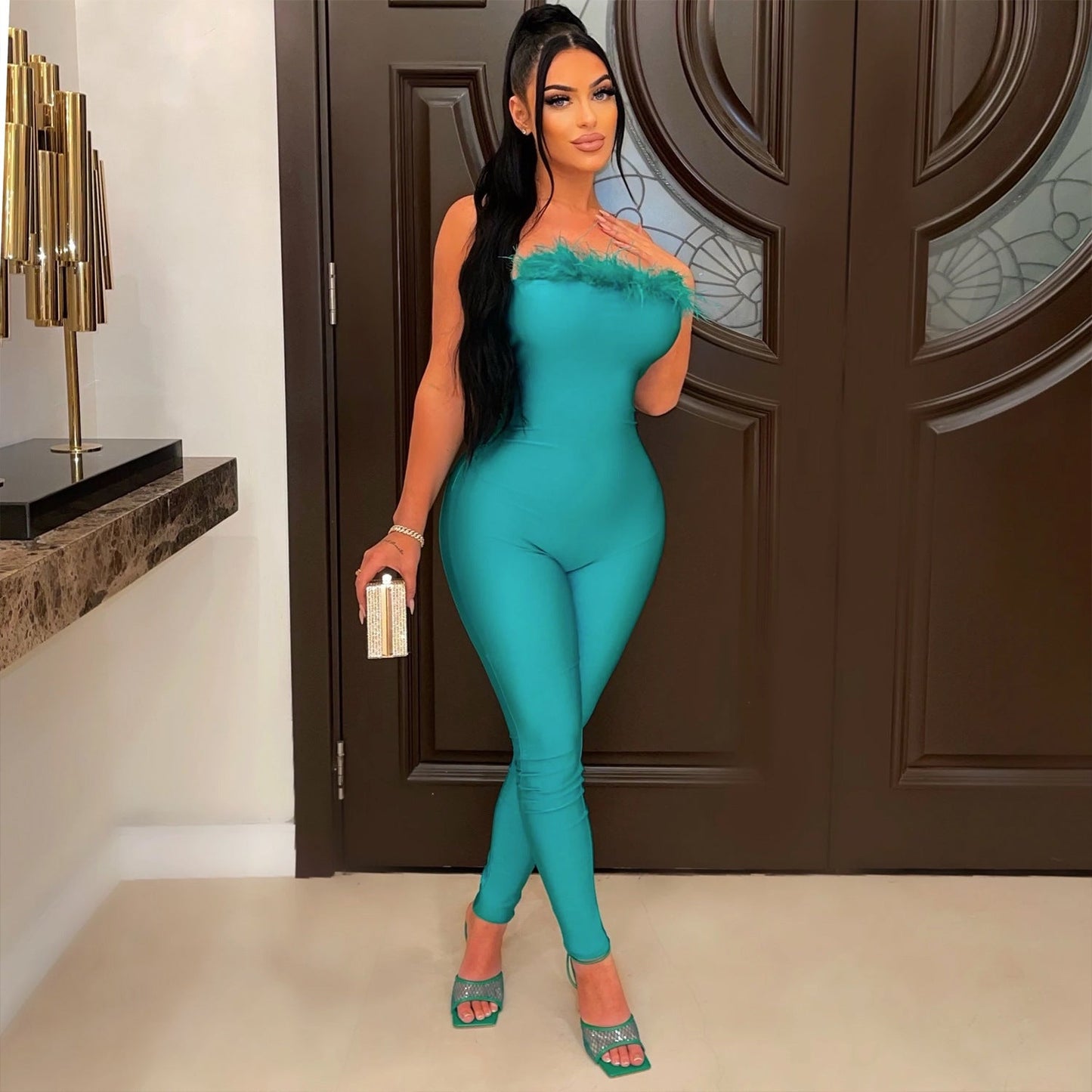 Summer Clothing Tight Wrapped Chest Jumpsuit Trousers for