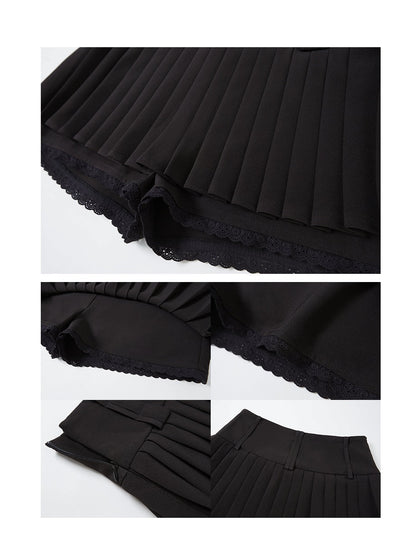 Pleated Lace A-line Skirt Trousers
