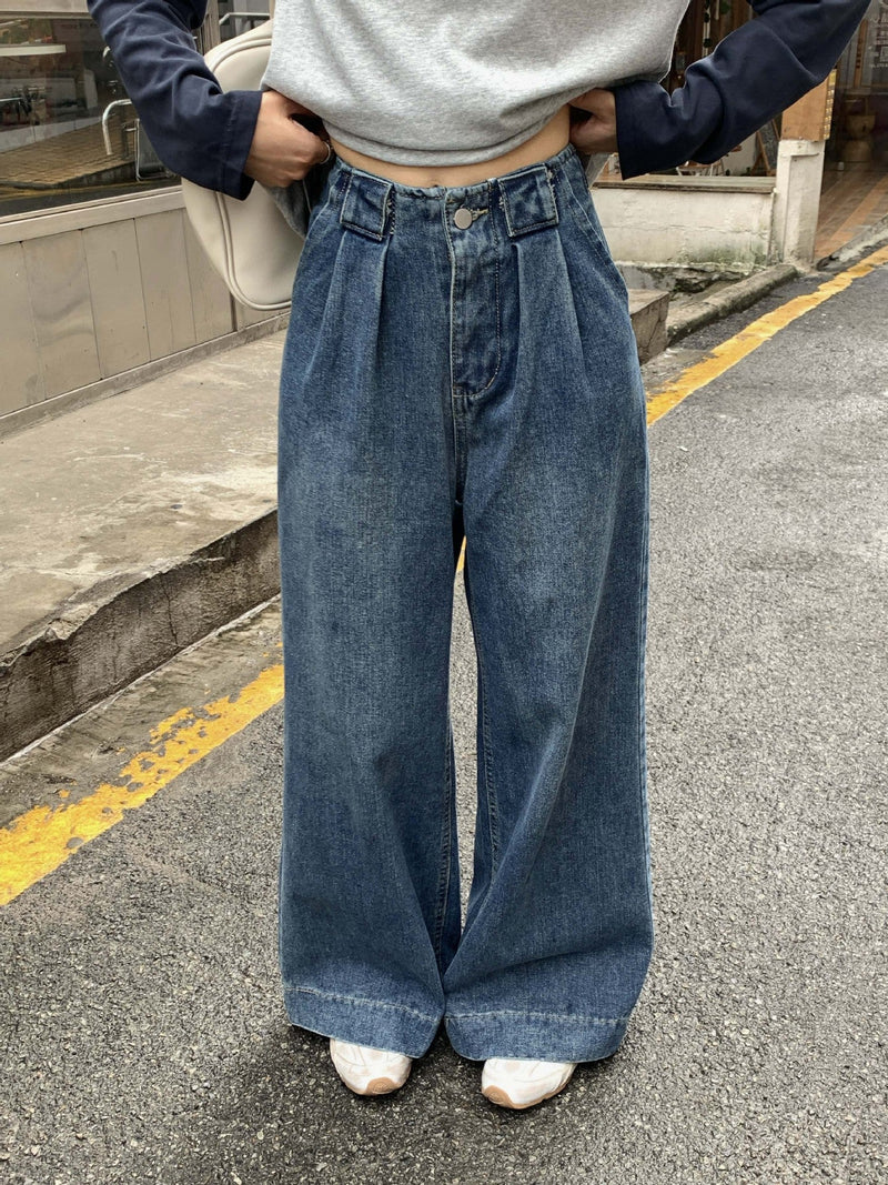 Lemon Wide-leg Denim Pants