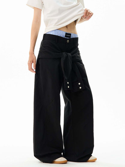 Wide-leg Cargo Pants With Tie-front Detail