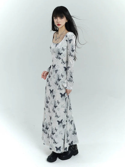 Butterfly Velvet Maxi Dress