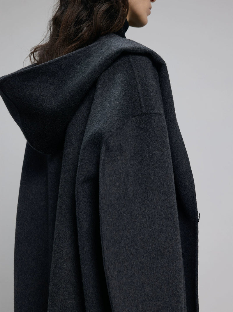 Hooded Long Woolen Coat