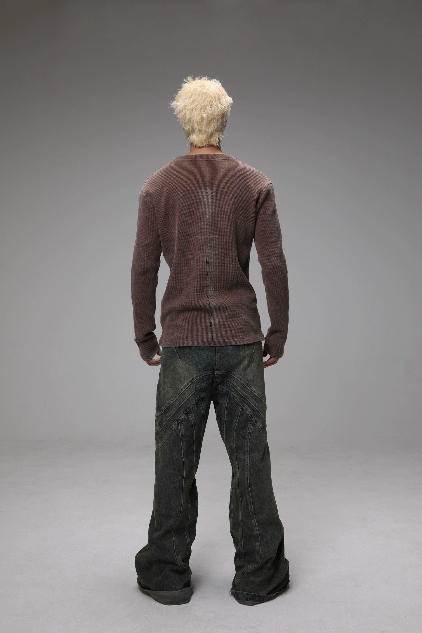 Brown Textured V-neck Sweater