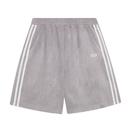 Faux Suede Track Short Pants