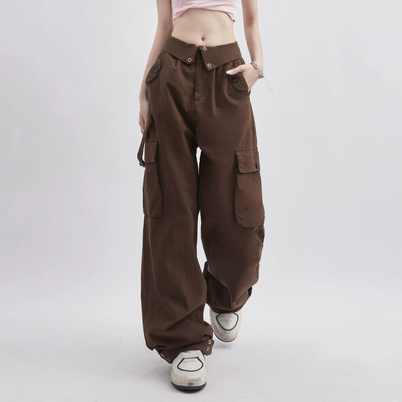 Rayohopp Ultra Wide-leg Cargo Pants - High-waisted Balloon Trousers With Multi-pocket Design (multiple Colors)