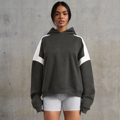 Early Autumn Contrast Color Drop Shoulder High End Clothing Varsity Jacket Brand Hoodie Hooded Sweatshirt Outer