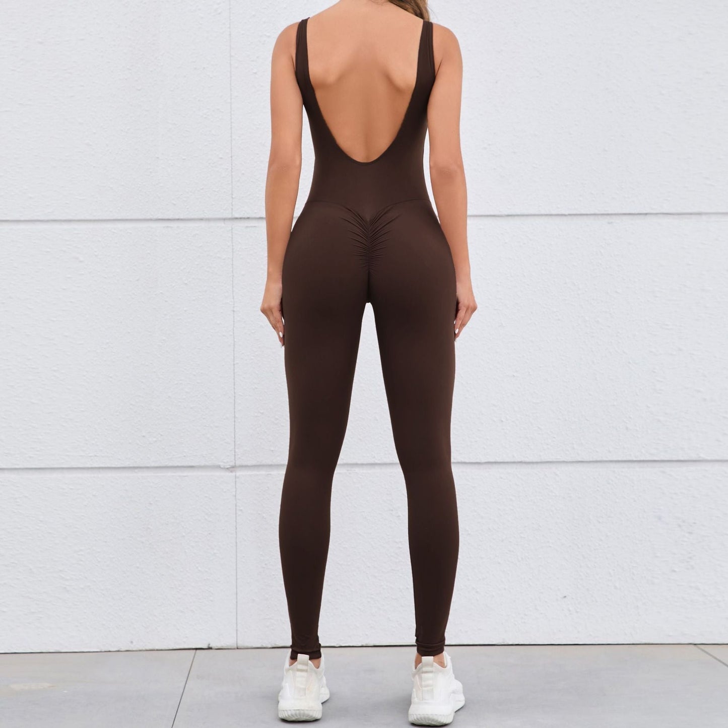 Hollow Out Cutout Beauty Back Peach Hip Tight Yoga Jumpsuit Naked Sense Quick Drying Sports One Piece Workout Clothes