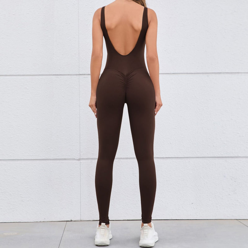 Hollow Out Cutout Beauty Back Peach Hip Tight Yoga Jumpsuit Naked Sense Quick Drying Sports One Piece Workout Clothes