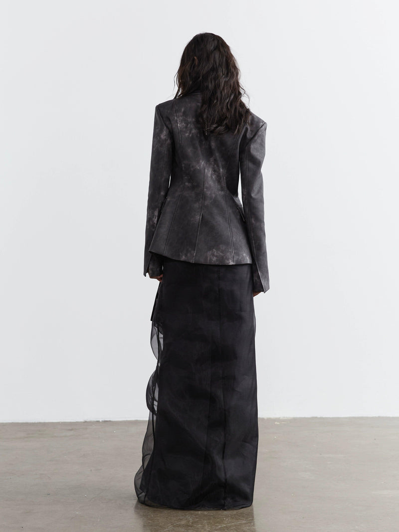 Jnylon Studio Two-piece Maxi Skirt Set - Black Sheer Overlay Dress With Underskirt