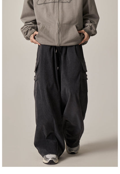 Black Baggy Drawstring Cargo Pants
