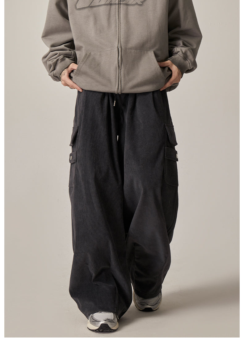Black Baggy Drawstring Cargo Pants