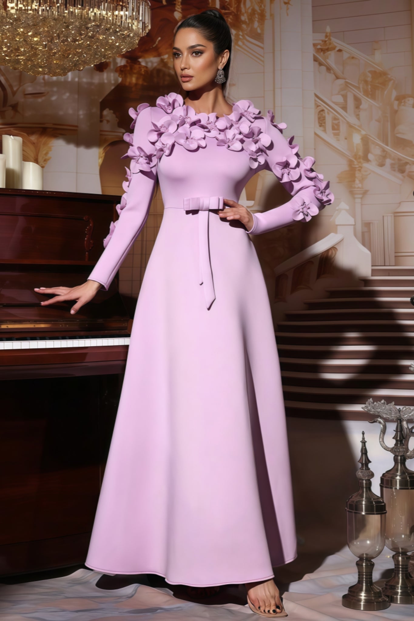 Colia Purple 3d Maxi Dress