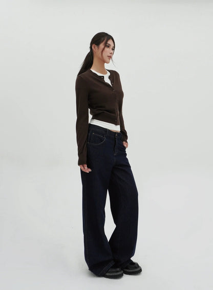 Slim-fit Cropped Knit Cardigan Sweater