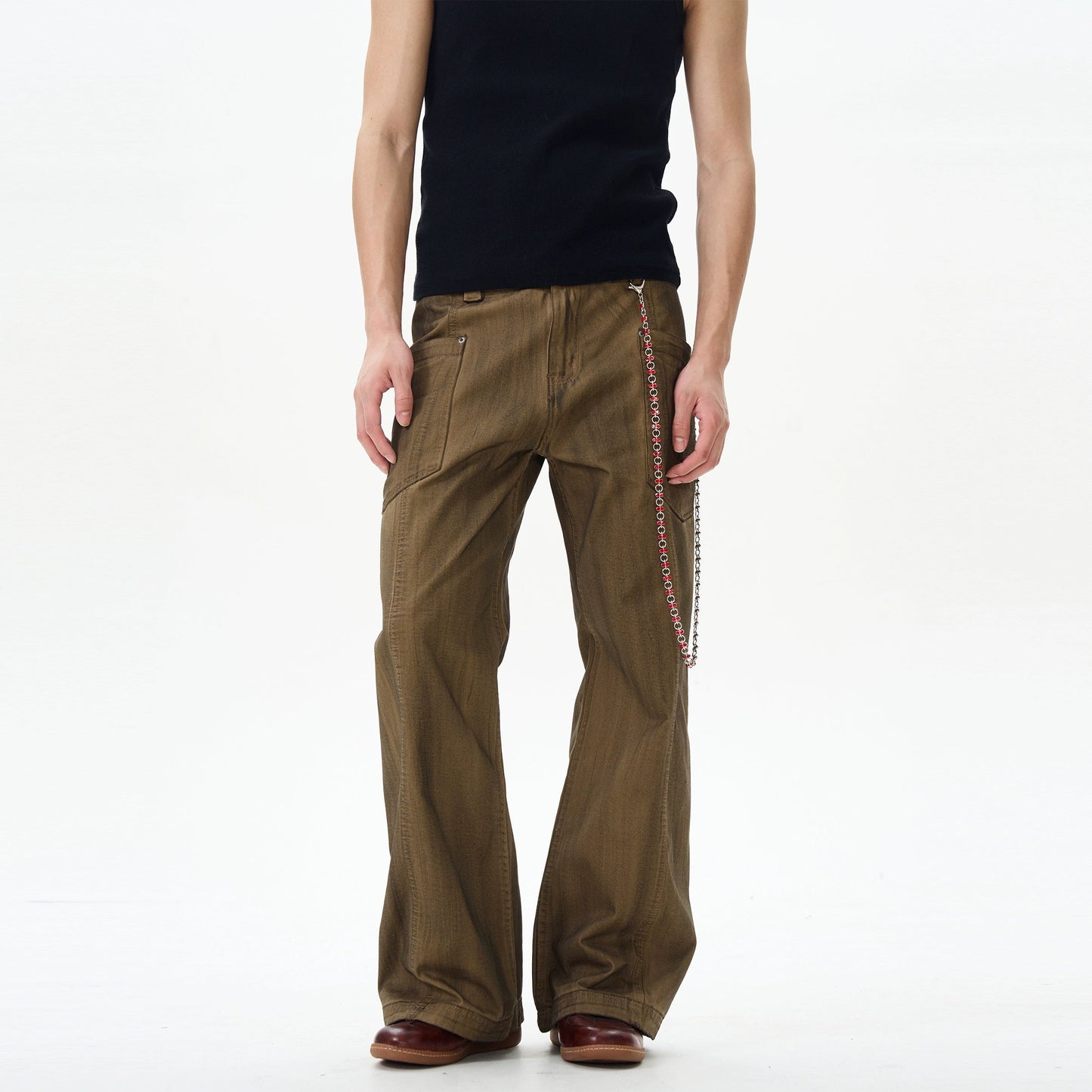 Brown Military Wide Leg Pants